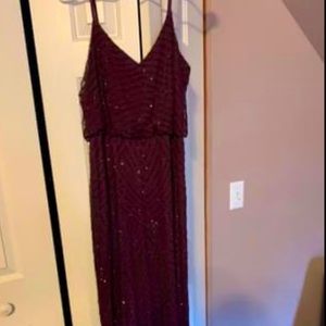 Adrianna Papell Beaded Burgundy Gown
